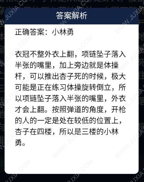 體操運(yùn)動(dòng)員杏子在四樓的家里被狙擊槍射殺 Crimaster犯罪大師每日任務(wù)問題答案