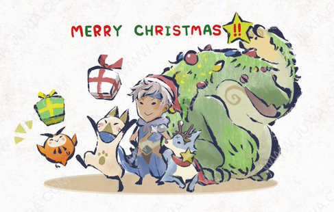 怪物猎人崛起官方发布圣诞节贺图 游戏画风清新可爱