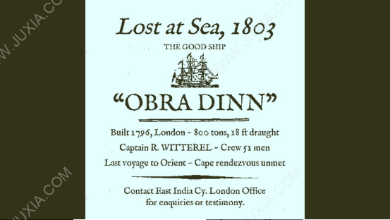 硬核推理之作——《奥伯拉丁的回归Return of the Obra Dinn》