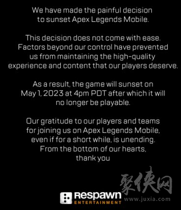 apex手游5月停服是怎么回事 apex手游五月關(guān)服原因