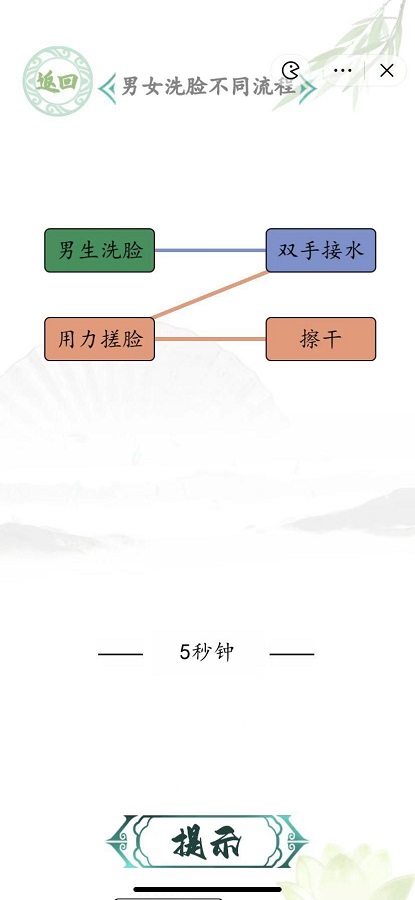 汉字找茬王男女洗脸不同流程怎么过 男女洗脸不同流程通关攻略