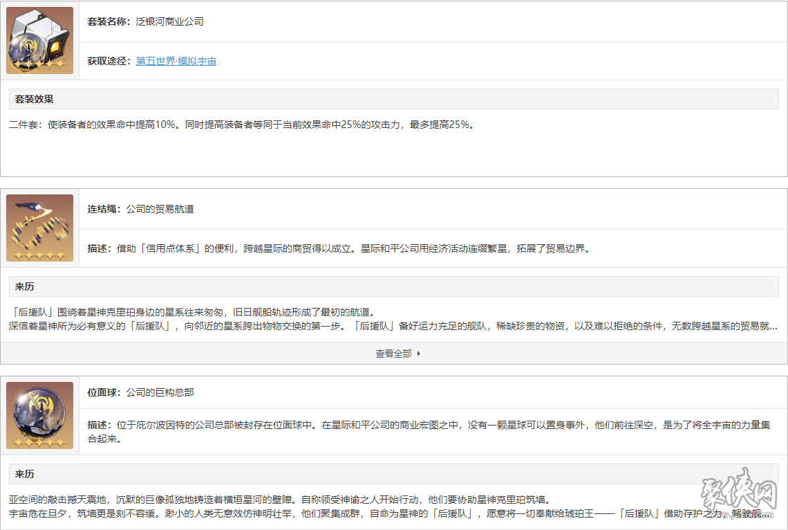 崩坏星穹铁道泛银河商业公司适用角色 泛银河商业公司在哪刷