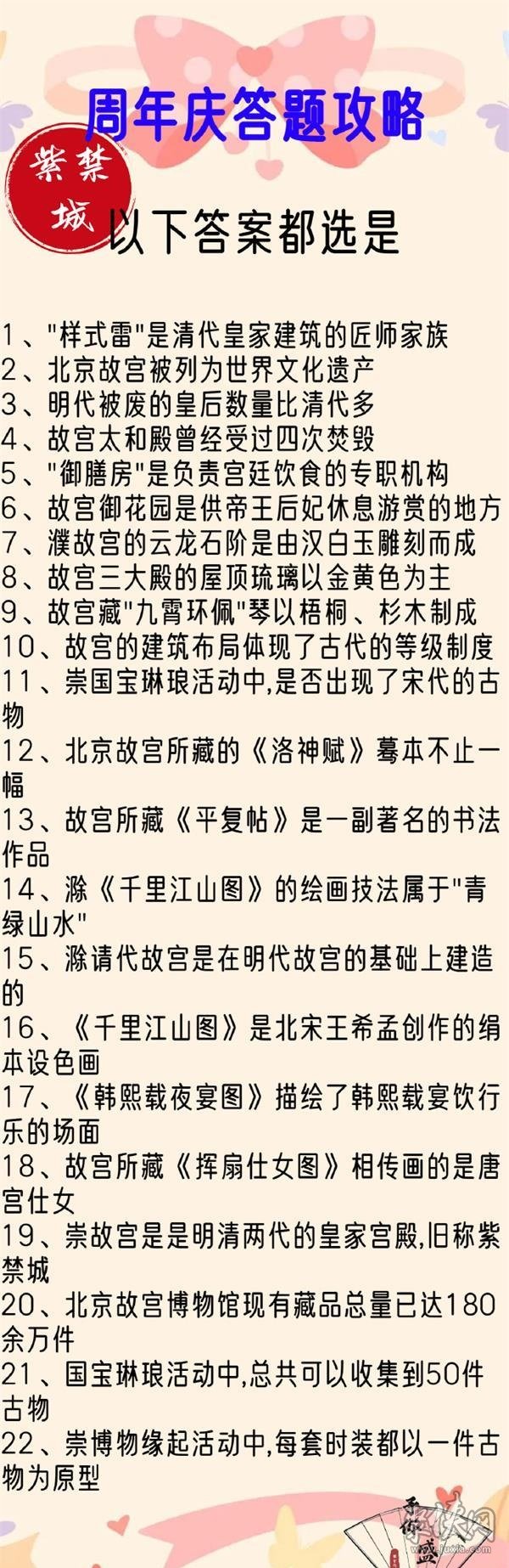 盛世芳華紫禁謎集答案大全 二周年紫禁謎集全問題答案