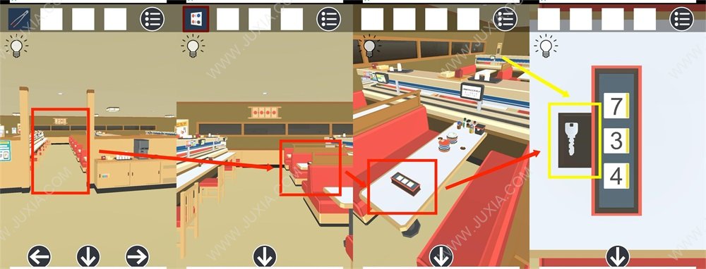 逃离日本回转寿司店攻略下 门点击顺序是什么